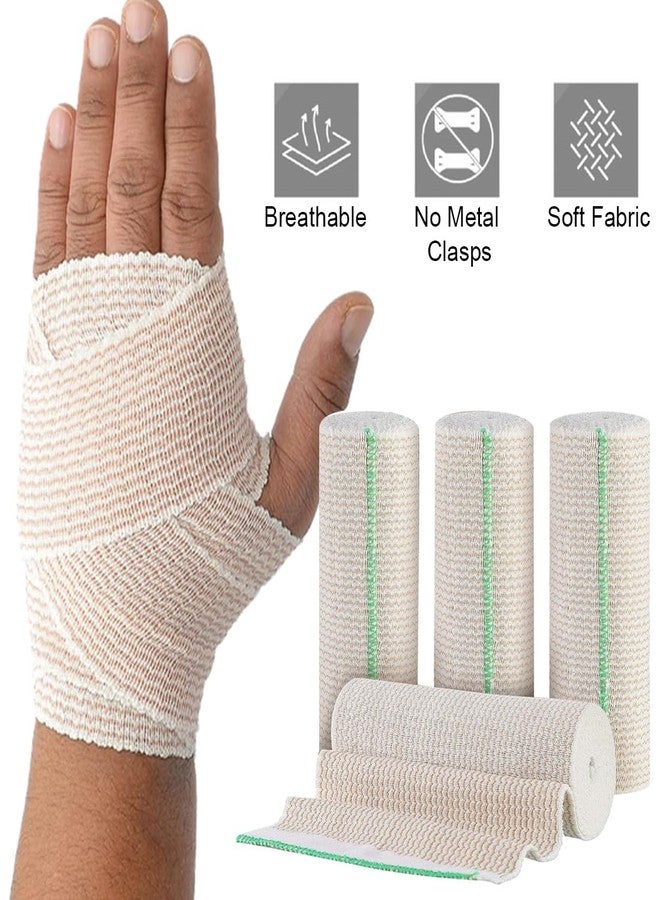 LINXIU Elastic Bandage Wrap 6 Inch Compression Wrap Bandage with Self-Closure Washable Wide Elastic Bandages for Legs Tummy Body 4 Pack - Image 5